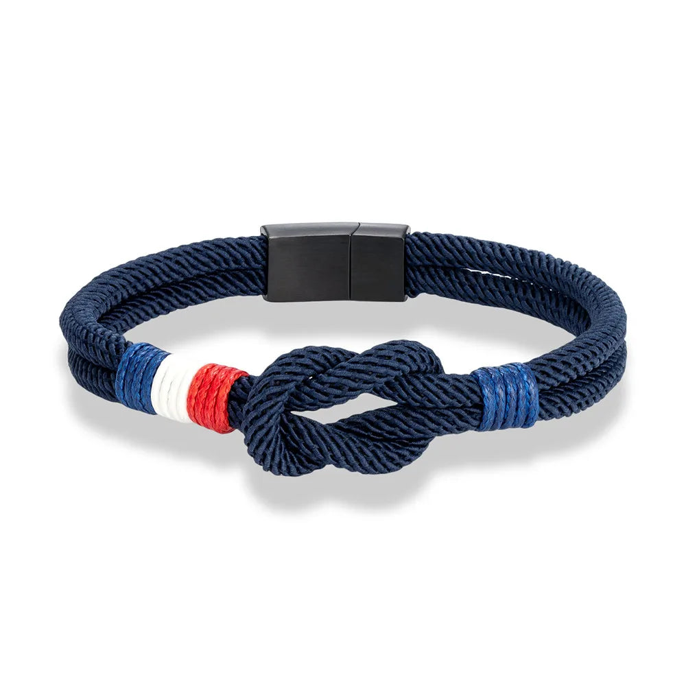 Bracelet Homme Tricolore France – Cordon Tressé Acier Inoxydable | Édition Supporter