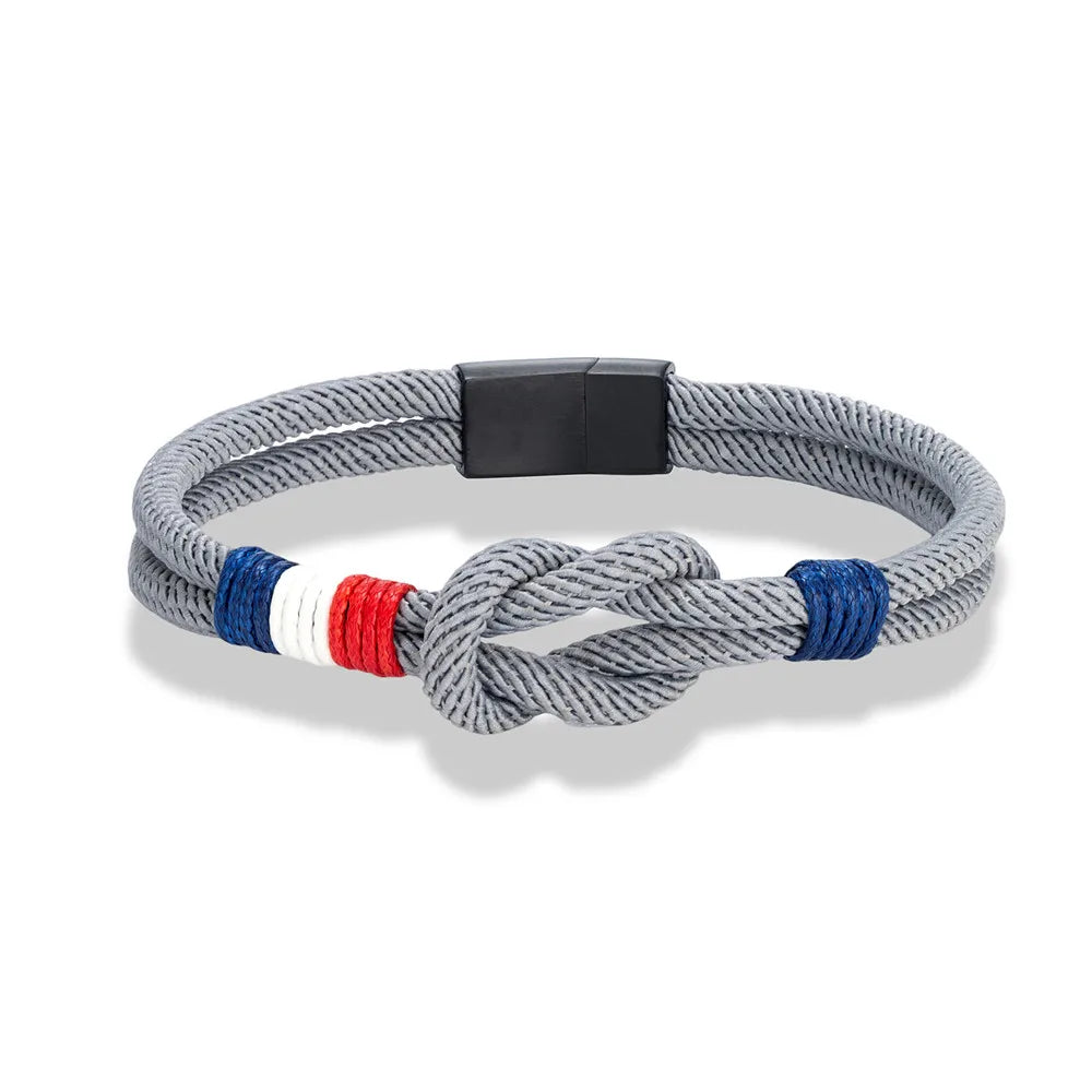 Bracelet Homme Tricolore France – Cordon Tressé Acier Inoxydable | Édition Supporter